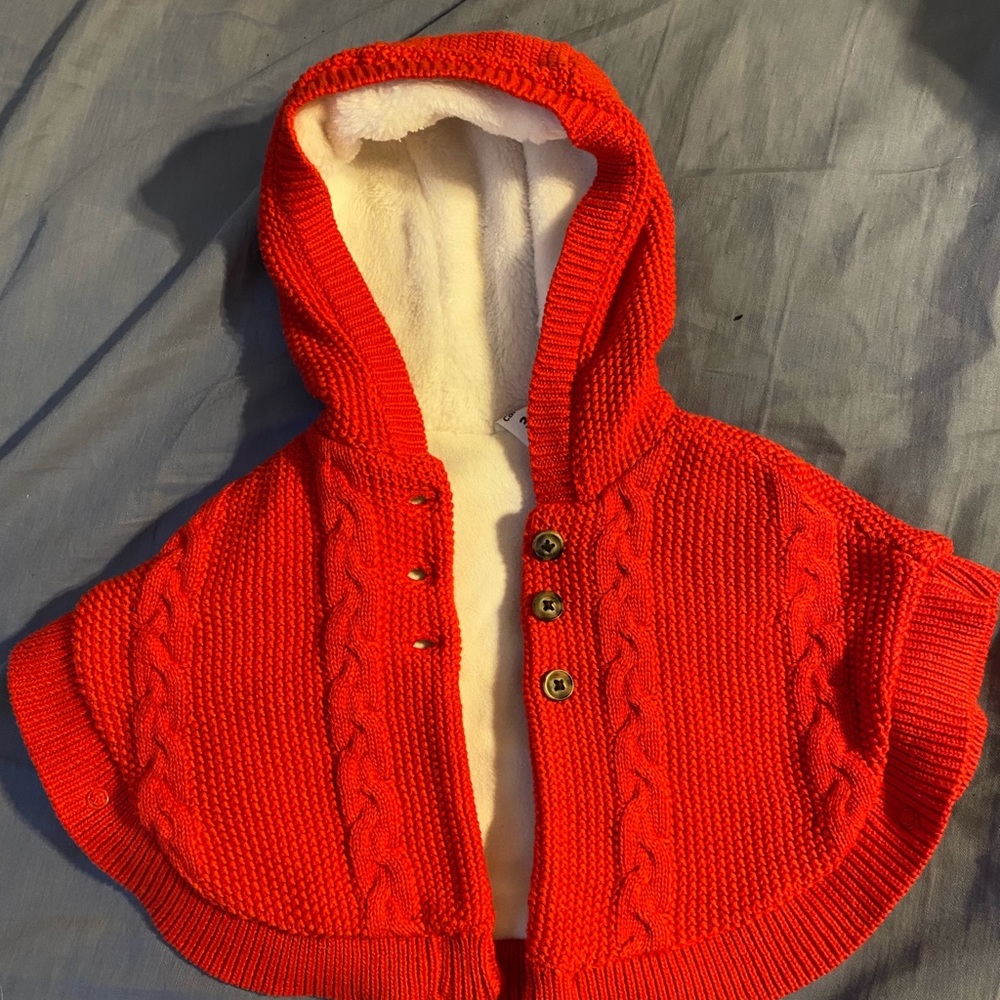 3 month girls red poncho